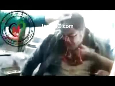 Gagging Man Struggling after Having his Throat Slit