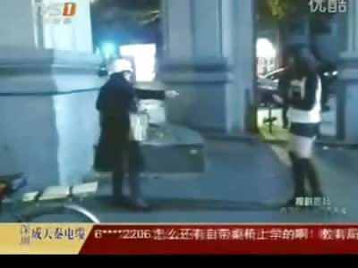 Cute Girl in Fuck Me Boots Ninja Kicks a Knife out of Deranged Woman's Hand Before She Can Attack People