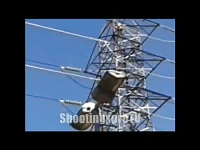 MUCH better View of Man Fried on the Power Lines