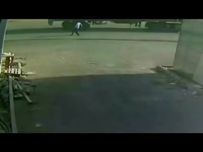 Man intentionally Run Over and Killed by Pickup Truck ( 2 Different Angles) 