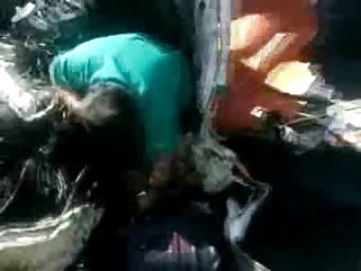 Big Rig Driver hangs out of his Truck Dying after Brutal Wreck 