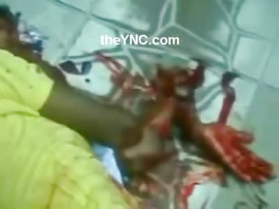 Dying Man tries Holding his Dangling Hand onto his Arm as he Bleeds Out and Knife Attack