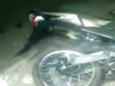 Hurting Boy with Skin Flapping under a Truck in a Painful Accident 