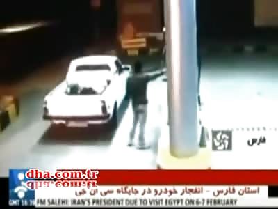 Absolutely Amazing Video of Truck Exploding in a Gas Station While it's Owner is Pumping Gas