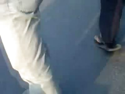 Car Ran Over a Mans Head as EMT puts his Hands up in It All 