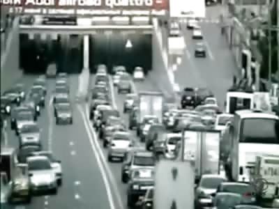 The Absolute 100% Most Moronic Man on the Planet Owned when Trying to Cross a Busy Highway Like a Dumbass