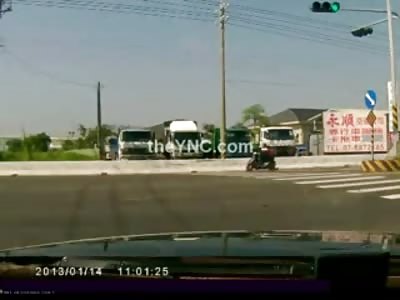 IMPACT: Moped Rider is Annihilated Head on by Big Truck 