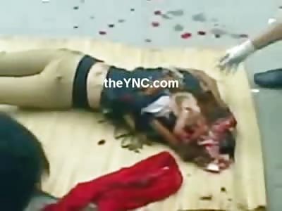 Pretty Girls in Tight Yellow Yoga Pants Dead on the Street