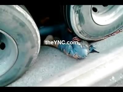 Motorcyclist Ripped in Half ......Legs Dragged Under Truck