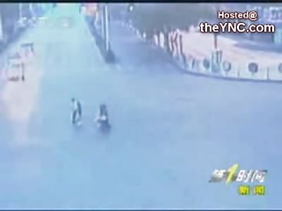 Two People ran over by a Mini-Van in China.