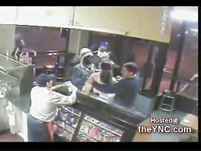 Girl gets Knocked Out by a Guy after She throws the Parmesan Cheese at Him