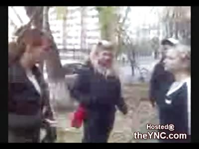 Russian Girl Bashes her Opponent with a Large Bottle during a Fight