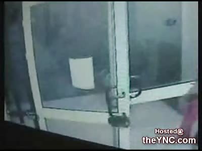 Pervert follows a Woman inside of an ATM and Pleasures Himself