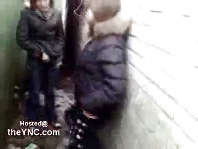 Disgusting Female makes another Remove her Panties, Lick her Feet and Eat Garbage off the Floor