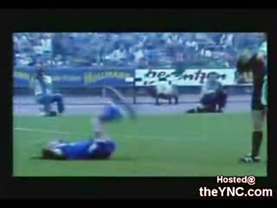 Wide Open Flesh Wound on a Soccer Player