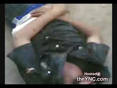 Dying Iranian Shia Kicked in the Streets by Sunni Terrorists