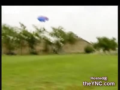 Out of Control Parachutist Lands on the Army Band Destroying Tubas