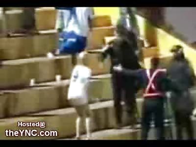 Cute Blonde Soccer Player is Kicked, Clubbed and Dragged out by Police