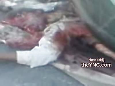 Extremely Detailed Video shows a Man Completely Flattened by a Dump Truck