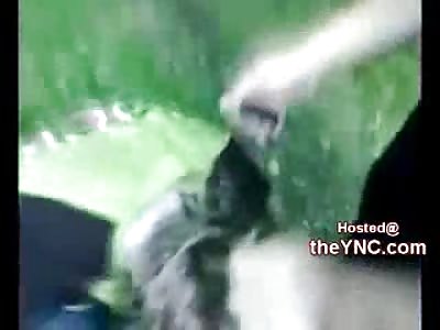 Kid gets Beaten and has his Hair Set on Fire by a Tough Guy Bully (Burning at end of Video)