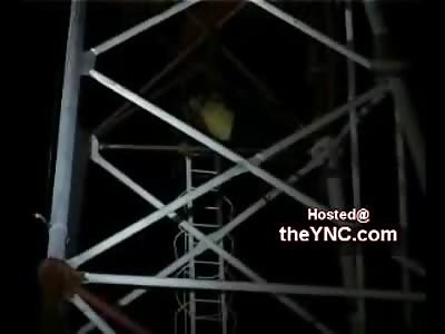 CRAZY: Drunk Man Falls to his Death trying to Climb Down Radio Tower...Hits Every Metal Pole on the Way Down
