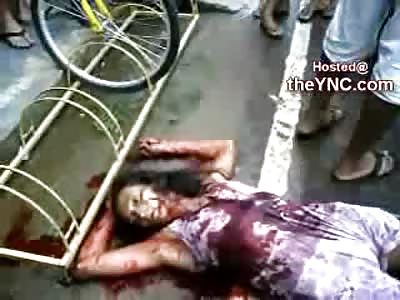 Dying Female Death Gasping Final Breaths after Stabbing in the Street