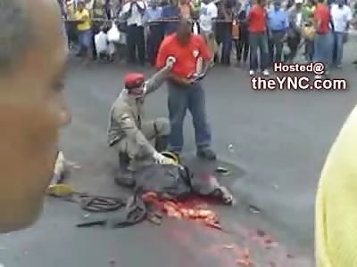 Short Video of Man Ripped in Half on the Street (Legs to the Left of the Body)