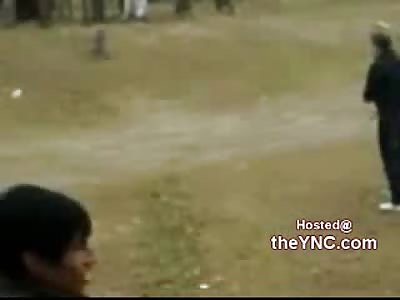 Goliath Russian Female Scares a Kid Away when Trying to Fight