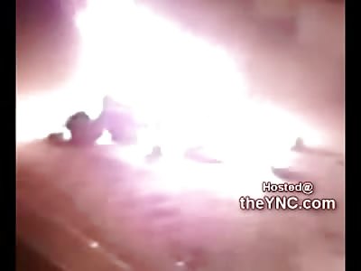 Listen to Death...Man Slowly Burned Alive Yelps and Screams (May be Disturbing to Some)