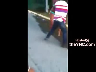 Bigger Girl in Bikini gets Punked by Manly Girl and loses her Top