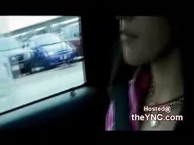 Cute Girl Convinced to Get Naked in Guys Car While He Drives