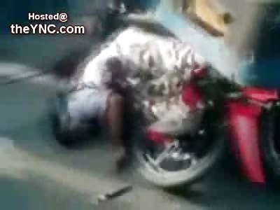 Bowling for Bikers?....Entire Gang Run Over by One Dump Truck