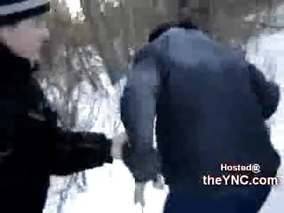 Russian Skinheads Confront and Beat On Innocent Man 