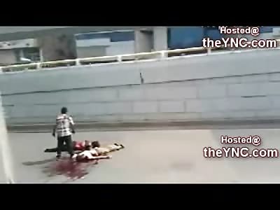 Madness...Deranged Homicidal Maniac Stabs Himself over 2 People He Murdered