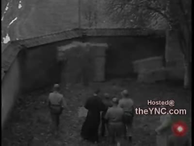 Unseen Firing Squad Execution of German by American Soldiers as Doctor checks to make sure Victim is Dead