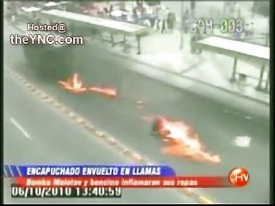 And THIS is Why you Dont Slip and Fall with a Molotov Cocktail in your Hand (Watch Slow Motion Man in Red Shirt  for Full Effect)