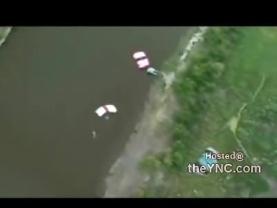 New Bad Base Jump: Multiple People Jump..Unlucky One has Chute Malfuncion and Plummets to the Ground