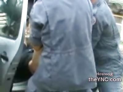 Father and Pretty Teen Daughter pulled from Death Car and Loaded into Tin Coffins