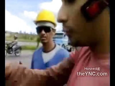 Guys, Can you Tell Us What Happend? Well he Got Run Over by a Really Large Truck