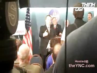 Leftist Protestor thrown Out of Immigration Press Conference