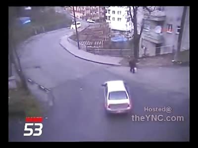 Woman Stands on the Sidewalk and Waits for her Death