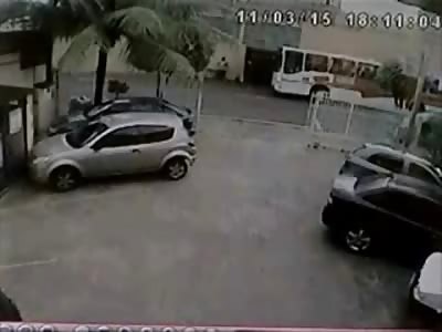 Man on Bicycle Run Over by City Bus in Brazil