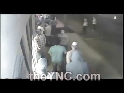 Three Punks Snatch Nerdy Kids Hat Then Sucker Punch the Fuck out of Him