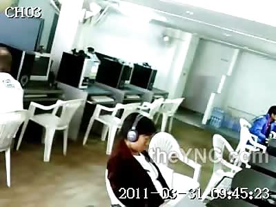 Show Off Biker Wheelies right into an Internet Cafe