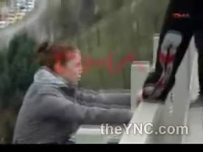 Depressed Turkish Girl Jumps off Bridge and Bounces off Rescue Pillow
