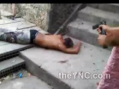 Female continues to Shoot Murdered man on the Stairs for Fun...Unload Two Clips 