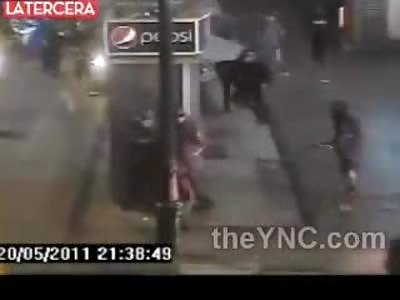 Chillean Police Officer Beaten by Mob During Riot in Santiago Chilli 