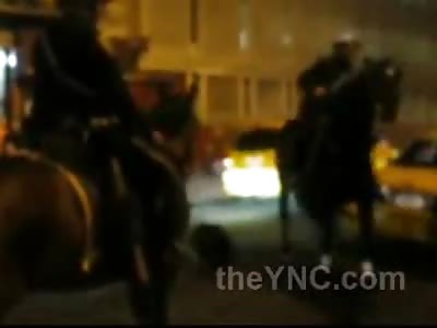 Drunken Mess of a Girl in Bra Taunts Police Horse 