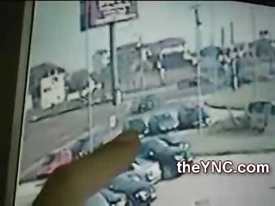 Female and her Purse Run Over and Killed by a Semi Tractor Trailer (Some Aftermath Footage)