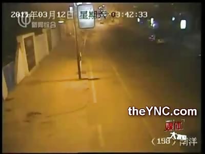 Drunk Man Ejected from his Car skids down the Street and then Walks Away